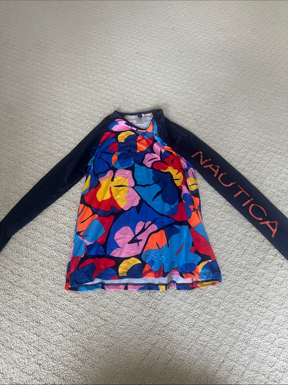Nautica Long Sleeve Rash Guard - Navy with Bright Multi Floral